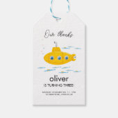 Gele onderzeeërs Birthday Dank u Label Cadeaulabel (Voorkant)