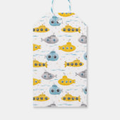 Gele onderzeeërs Birthday Dank u Label Cadeaulabel (Achterkant)