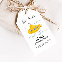 Gele onderzeeërs Birthday Dank u Label