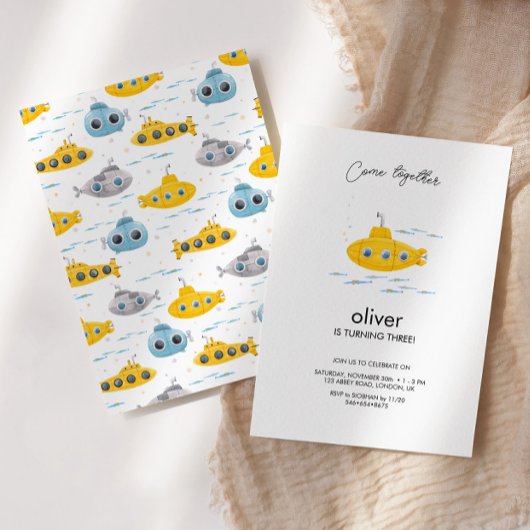 Gele onderzeeërs Birthday Uitnodiging