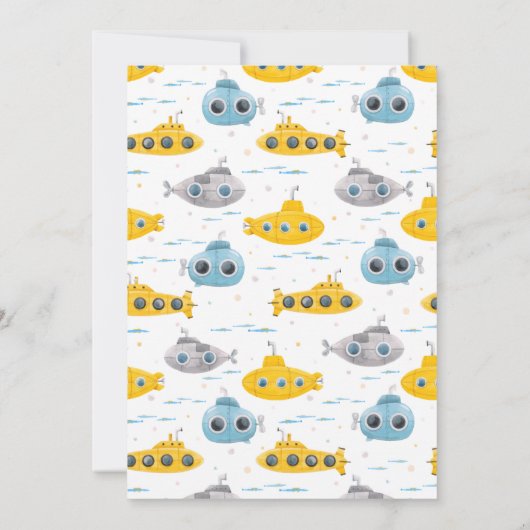 Gele onderzeeërs Birthday Uitnodiging (Achterkant)