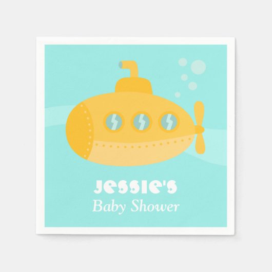 Gele onderzeese onderwatertoevoer Baby shower Servetten (Voorkant)