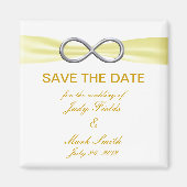 Gele oneindige bruiloft bespaart de datum magneet (Voorkant)