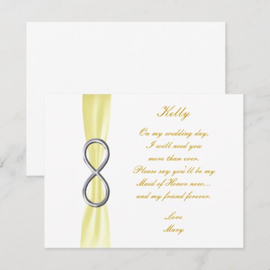 Gele Oneindigheid Trouw Getuige Trouwkaart Kaart (Voorkant / Achterkant)
