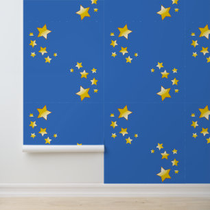 Gele ontwerp met vijfpuntige sterren behang