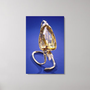 Gele 'onvergelijkbare' diamant in een goudomgeving canvas afdruk