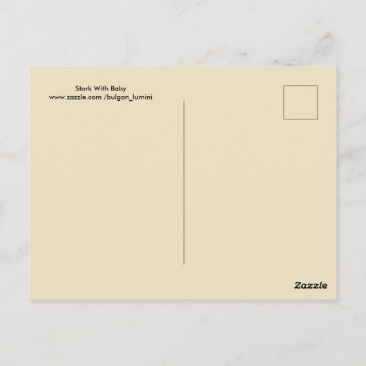 GELE OOIEVAAR BABY SHOWER, ROZE ROZEN, BLAUWE BLOE BRIEFKAART (Achterkant)