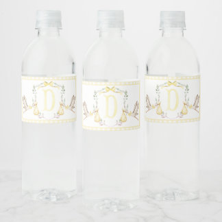 Gele ooievaar Baby shower waterflesetiketten Waterfles Etiket