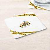 Gele ophaaltrommel voor de bouw kartonnen onderzetters (Schuin)