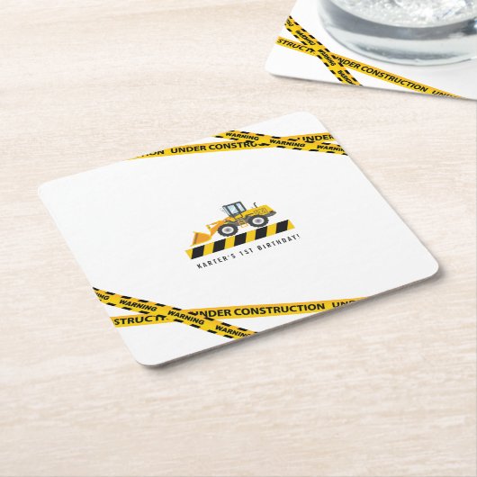 Gele ophaaltrommel voor de bouw kartonnen onderzetters (Schuin)