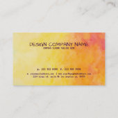 Gele & Oranje Abstracte Waterverven Achtergrond Visitekaartje (Achterkant)