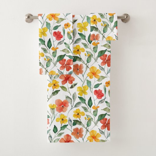 Gele oranje bloemen bad handdoek (Insitu)