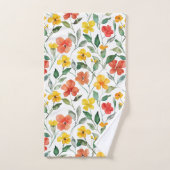 Gele oranje bloemen bad handdoek (Handdoek)
