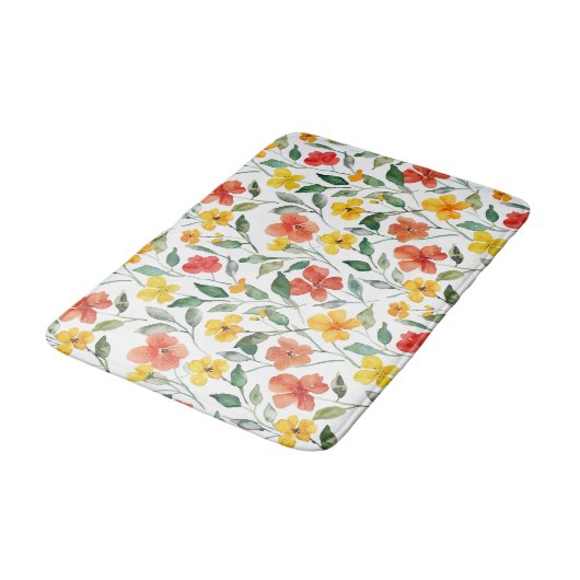 Gele oranje bloemen badmat (Gekanteld)