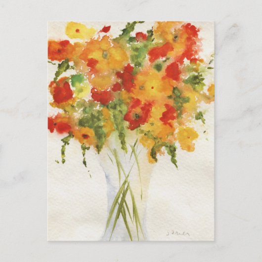 Gele Oranje bloemen Briefkaart (Voorkant)