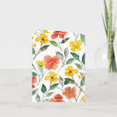 Gele oranje bloemen denken aan jou kaart (Achterkant)