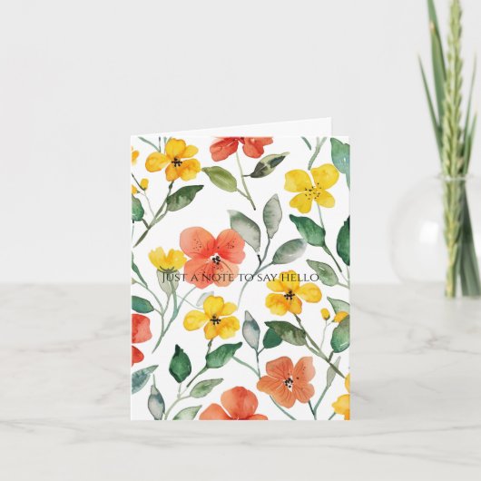 Gele oranje bloemen denken aan jou kaart (Voorkant)