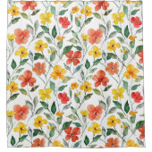 Gele oranje bloemen douchegordijn (Voorkant)