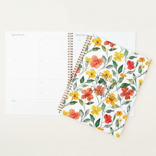 Gele oranje bloemen planner (Display)