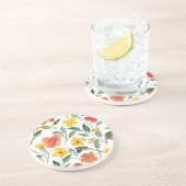 Gele oranje bloemen zandsteen onderzetter (Zijkant)