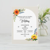 gele oranje botanische krans kaart (Staand voorkant)