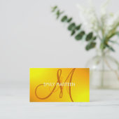 Gele oranje-bruine splash-monogram douanekaarten visitekaartje (Staand voorkant)