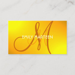 Gele oranje-bruine splash-monogram douanekaarten visitekaartje