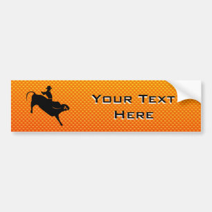 Gele Oranje bull Riding Bumpersticker