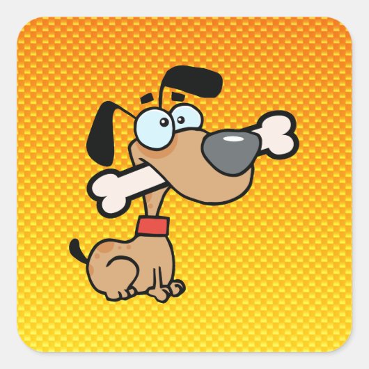 Gele Oranje cartoon hond Vierkante Sticker (Voorkant)