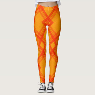 Gele/Oranje cheques voor gekruisde Happy Red en ge Leggings
