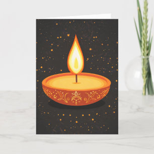 Gele Oranje Diwali Lamp Feestdagen Kaart