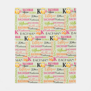 Gele Oranje Eigenaren met Naam en Monogram Collage Fleece Deken