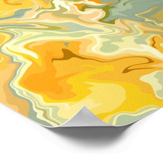 Gele, Oranje en groene Abstracte vloeistofkunst Poster (Hoek)