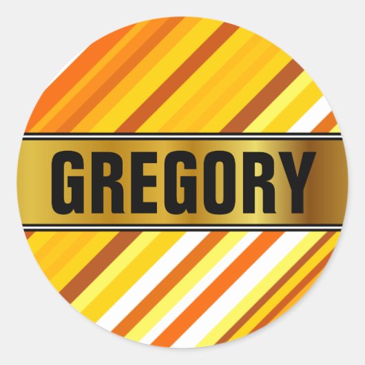 Gele, Oranje en witte zonsonderende strepen Ronde Sticker (Voorkant)