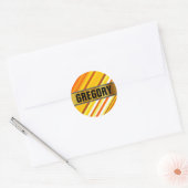 Gele, Oranje en witte zonsonderende strepen Ronde Sticker (Envelop)