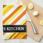 Gele, Oranje en witte zonsonderende strepen Theedoek (Quarter Fold)