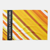 Gele, Oranje en witte zonsonderende strepen Theedoek (Horizontaal)