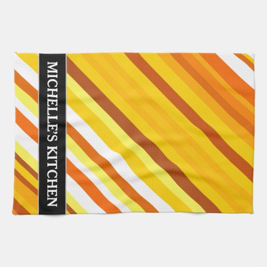Gele, Oranje en witte zonsonderende strepen Theedoek (Horizontaal)