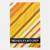 Gele, Oranje en witte zonsonderende strepen Theedoek (Verticaal)