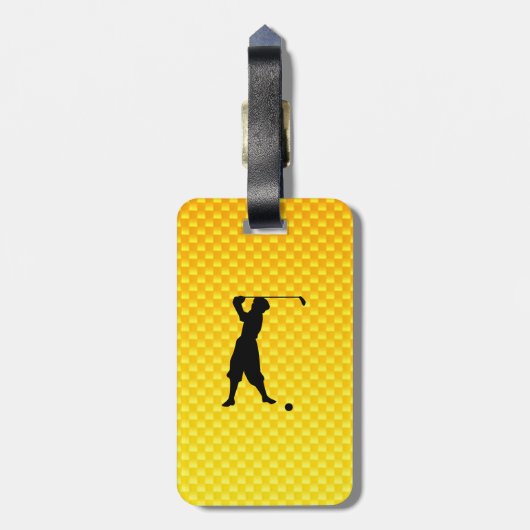 Gele Oranje  Golfer Bagagelabel (Achterkant verticaal)