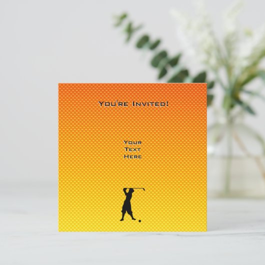 Gele Oranje  Golfer Kaart (Staand voorkant)