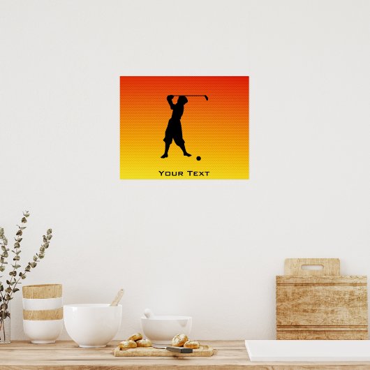 Gele Oranje Golfer Poster (Keuken)