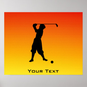 Gele Oranje Golfer Poster