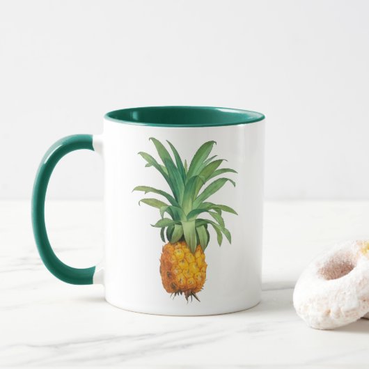 Gele Oranje groene ananas Mok (Met donut)