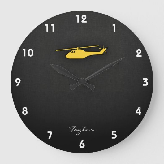 Gele oranje helikopter grote klok (Voorkant)