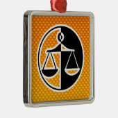 Gele Oranje justitieschalen Metalen Ornament (Rechts)