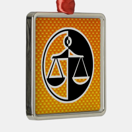 Gele Oranje justitieschalen Metalen Ornament (Rechts)