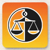 Gele Oranje justitieschalen Onderzetter (Voorkant)