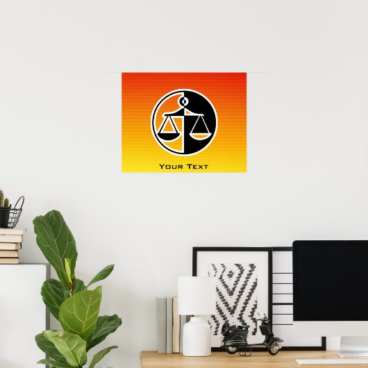 Gele Oranje justitieschalen Poster (Thuiskantoor)