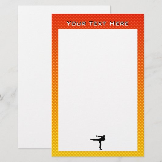 Gele Oranje krijgskunst Briefpapier (Voorkant / Achterkant)